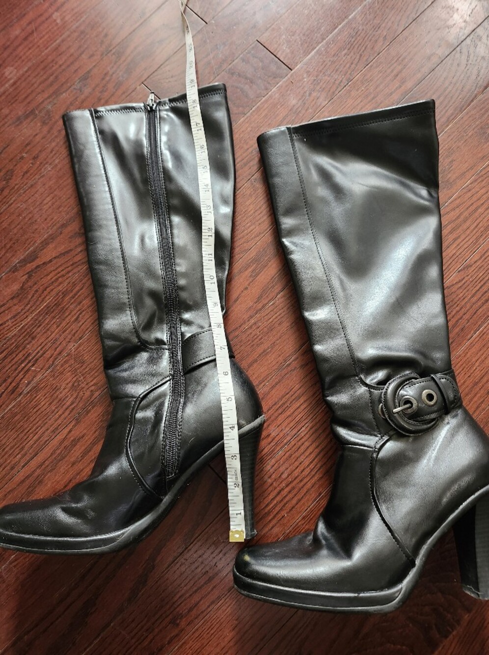 Black Women's Tall Leather-Look Riding Boots - Unbranded